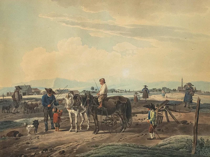 1757-Johann Adam Bernhard von Bartsch - Bartsch dopo l'aratro a cavallo Kobell